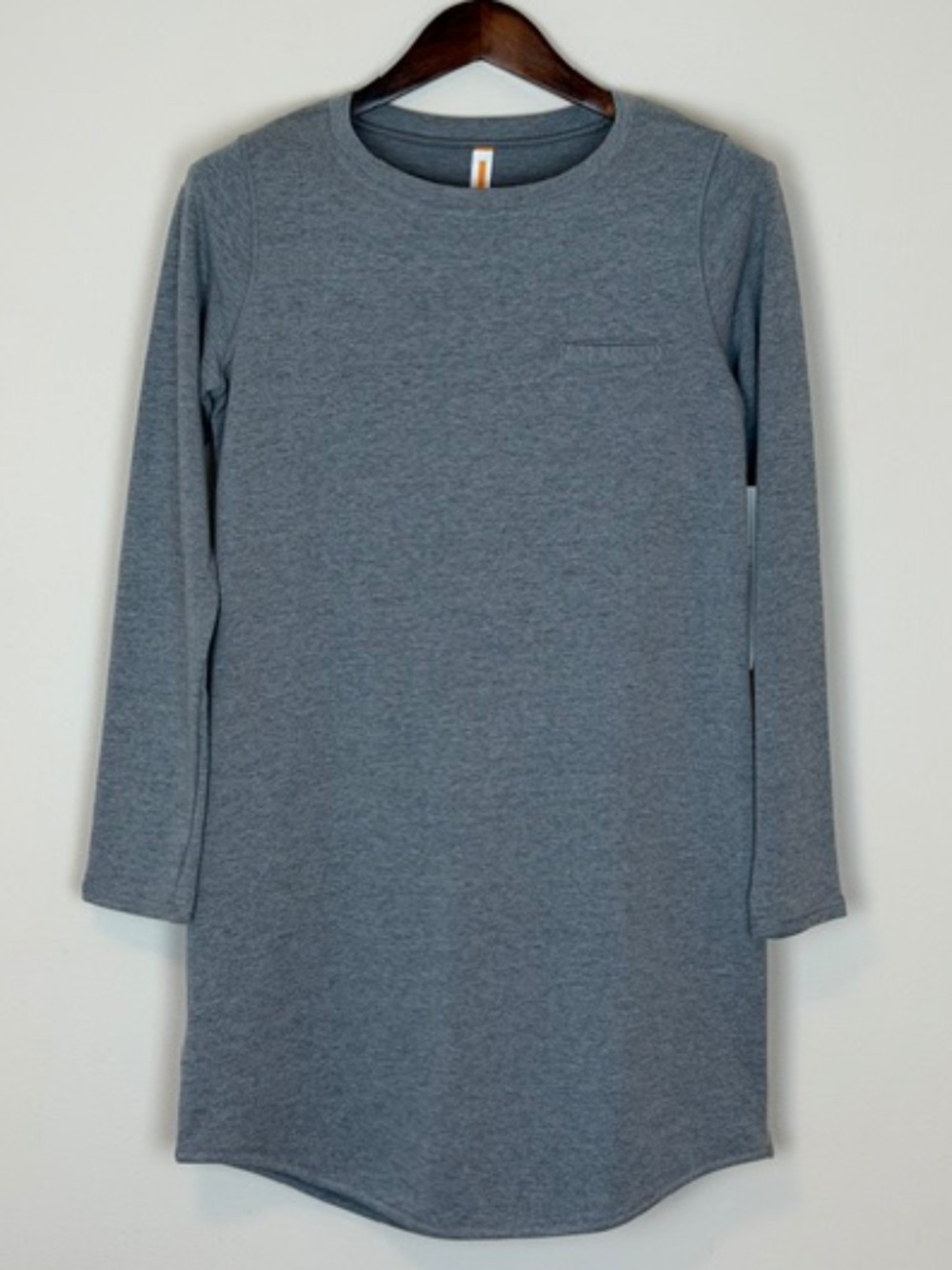 Lucy Long Sleeve Grey Sweatshirt Dress Front Pocket Women's Med. Sporty Cozy
